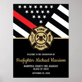 Välkommen till Firefighter Studenten Red Line Fire Poster