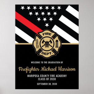 Välkommen till Firefighter Studenten Red Line Fire Poster