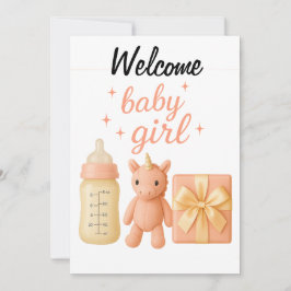 Välkommen till Flicka babyvykort Meddelande
