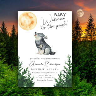 Välkommen till flocken! Varg Baby Shower Inbjudningar