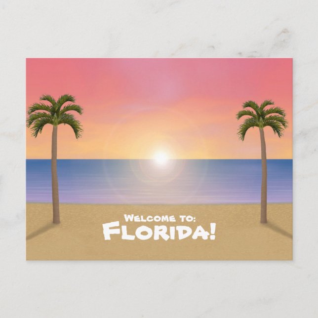 Välkommen till Florida: Beach Scene-vykort Vykort (Framsida)