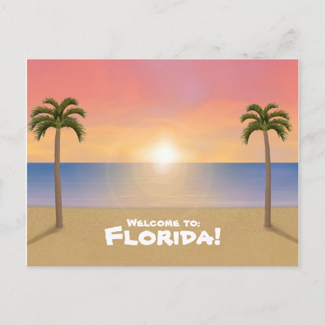 Välkommen till Florida: Beach Scene-vykort Vykort (Framsida)