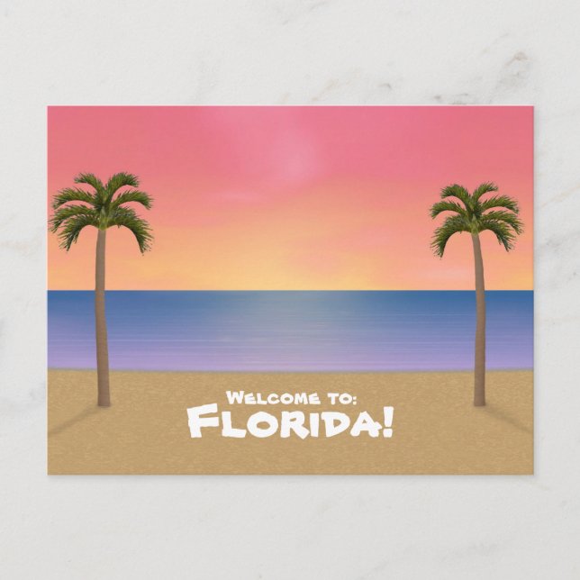 Välkommen till Florida: Beach Scene-vykort Vykort (Framsida)
