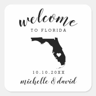 Välkommen till Florida Bröllop anpassningsbar-fö Fyrkantigt Klistermärke