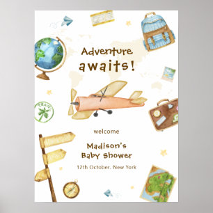 Välkommen till flygplansbabyfirande runt världen poster