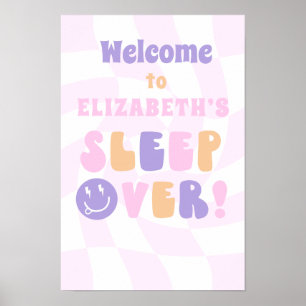 Välkommen till Födelsedagsfesten Girls Retro SLEEP Poster