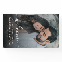 Välkommen till förlovningsbannerskylt med foto