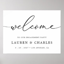 Välkommen till Förlovningsfesten Enkel Elegant Skr Poster