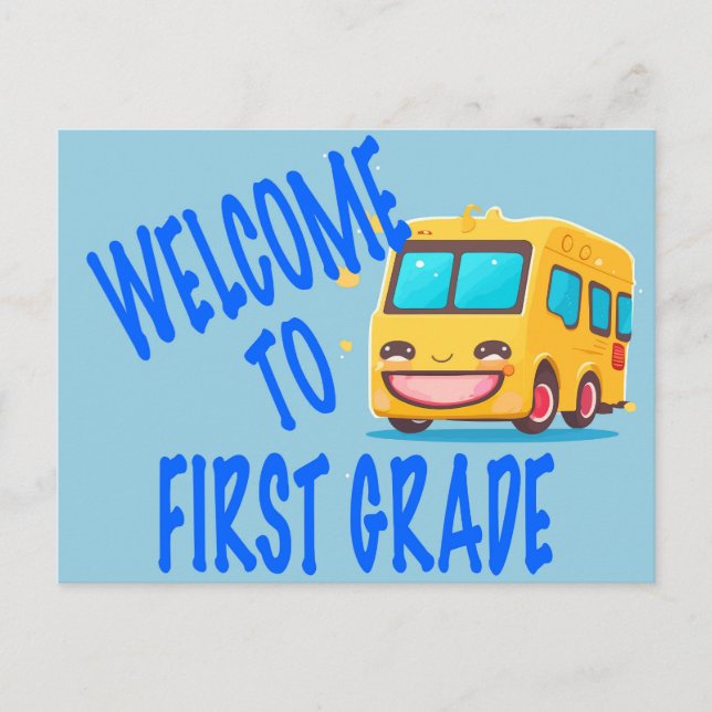 Välkommen till första Klass Buss Vykort (Framsida)