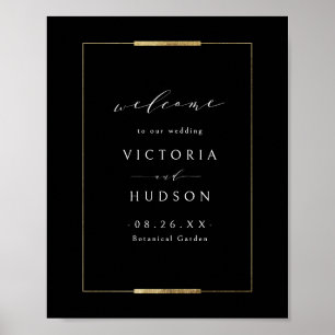 Välkommen till Framed Elegance Black Simple Bröllo Poster