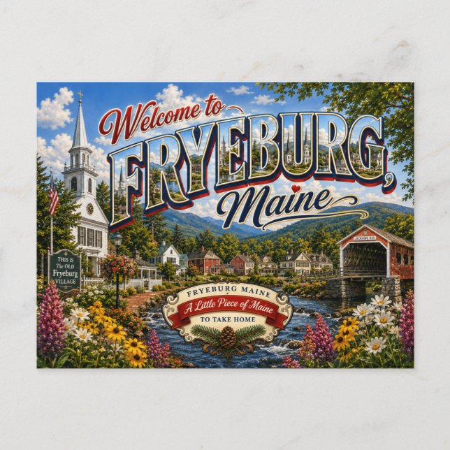 Välkommen till Fryeburg Maine Nostalgisk vykort (Framsida)