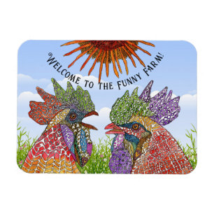 Välkommen till Funny Farm Chickens Magnet