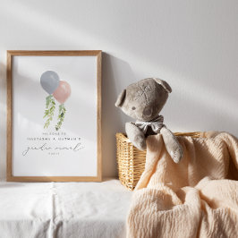 Välkommen till Genderna rosa och Blue Balloons Poster