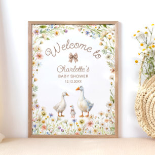 Välkommen till Goose WildblommBoho Baby Shower Poster
