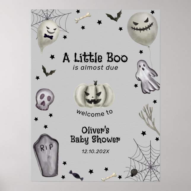 Välkommen till grått Modern Little Boo Ghost Baby  Poster (Framsidan)
