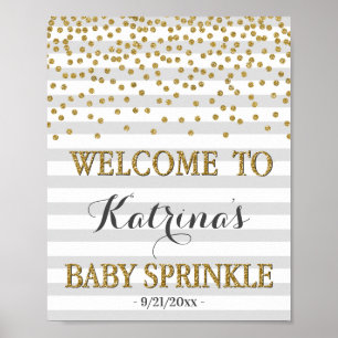 Välkommen till grått och Guld Kön Neutral Baby Spr Poster