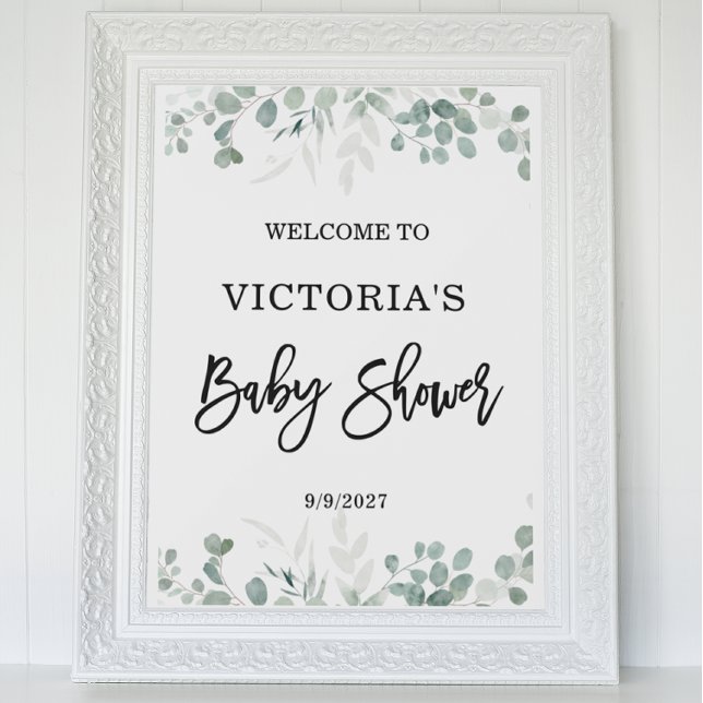 Välkommen till Greenery Baby Shower Poster (Skapare uppladdad)