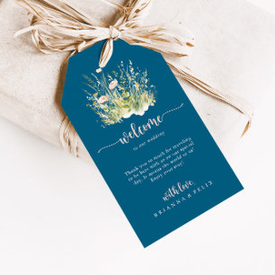 Välkommen till Greenery Boho Wildblomman Navy Bröl Presentetikett