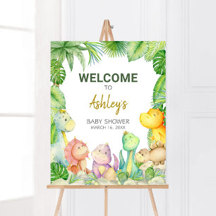 Välkommen till Greenery Boy Dinosaur Baby Shower Poster