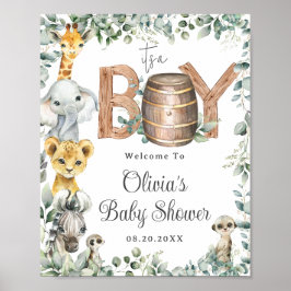 Välkommen till Greenery Jungle Animals Baby Shower Poster
