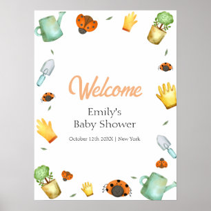 Välkommen till Greenery Ladybug Garden Baby Shower Poster