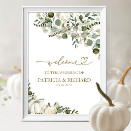 Välkommen till Greenery Pumpkin Fall Wedding Poster