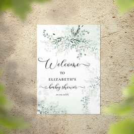 Välkommen till Greenery Watercolor Eucalyptus Baby Poster