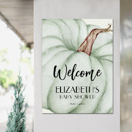 Välkommen till grönt Pumpkin Fall Baby Shower Poster