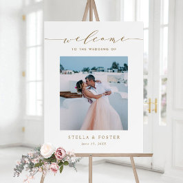 Välkommen till Guld Elegant Calligraphy Photo Bröl Poster