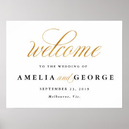 Välkommen till guld faux bröllop poster