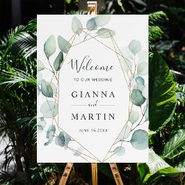 Välkommen till guld Geometric Greenery Foliage Brö Poster