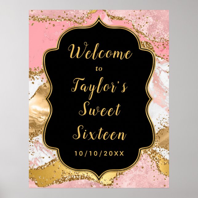 Välkommen till guld och Rosa Sequins Agate Sweet s Poster (Framsidan)