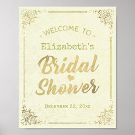 Välkommen till Guld Script Blommigt Ram Möhippa  Poster