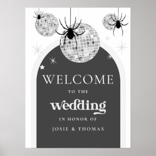 Välkommen till Halloween Retro Disco Spiders Bröll Poster