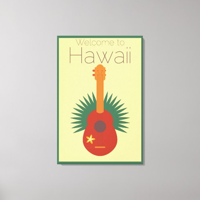 Välkommen till Hawaii Ukulele Retro Canvastryck (Framsida)