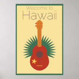 Välkommen till Hawaii Ukulele Retro Poster