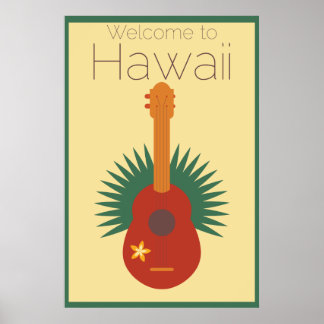 Välkommen till Hawaii Ukulele Retro Poster