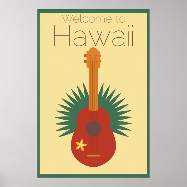 Välkommen till Hawaii Ukulele Retro Poster (Framsidan)