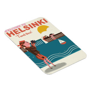 Välkommen till Helsingfors Finland vintage-resaaff Magnet
