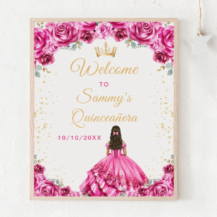 Välkommen till hetrosa prinsessans Quinceañera Poster