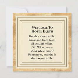 Välkommen till Hotel Earth Flate Card Tack Kort
