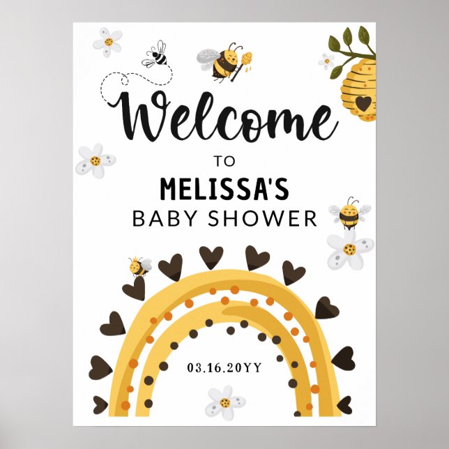 Välkommen till humla Baby Shower Poster (Framsidan)