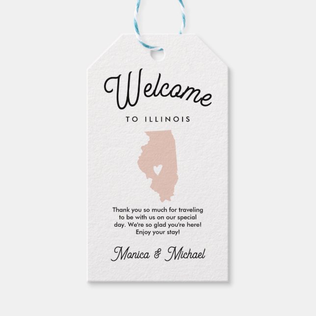 Välkommen till ILLINOIS Bröllop ANY FÄRG! Presentetikett (Framsidan)