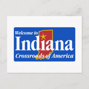 Välkommen till Indiana - USA Vägschild Vykort