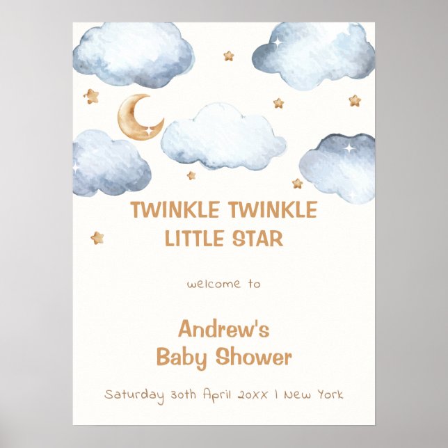 Välkommen till Ivory Måne Stars Twinkle Boy Baby S Poster (Framsidan)