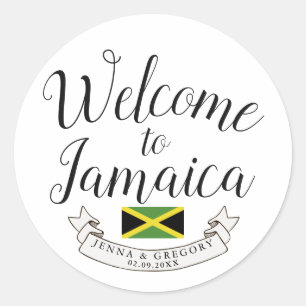 Välkommen till Jamaica Anpassningsbar för destin Runt Klistermärke