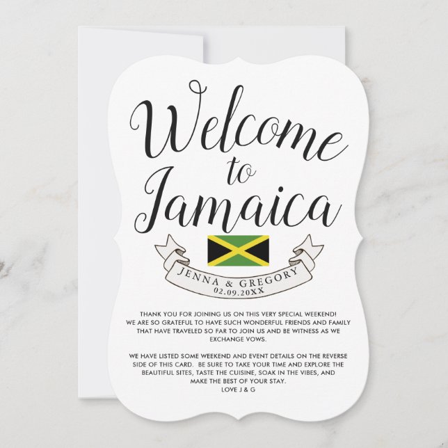 Välkommen till Jamaica | Bröllop på destinationen  Inbjudningar (Framsida)