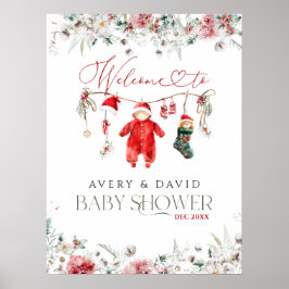 Välkommen till julfesten Santa Baby Baby Shower Poster