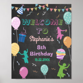 Välkommen till Jump Birthday Chalkboard Kid Trampo Poster