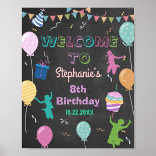 Välkommen till Jump Birthday Chalkboard Kid Trampo Poster